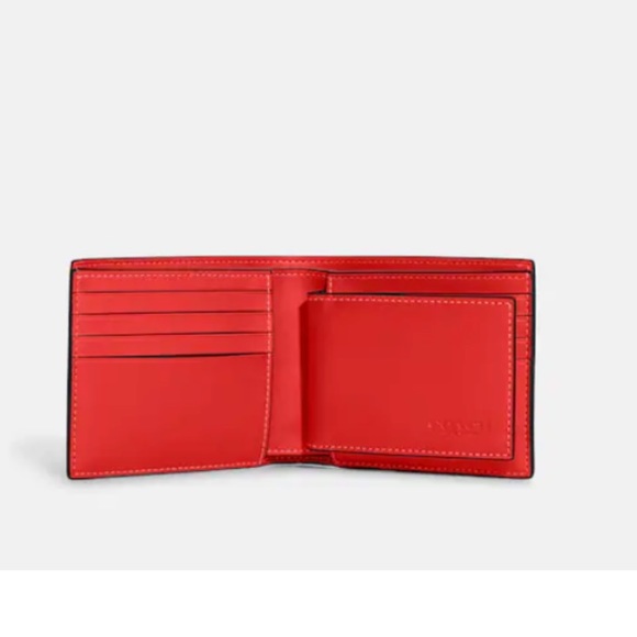 NWT Coach Men’s 3 in-1 Khaki Red Wallet boxed Gift set - Picture 7 of 11